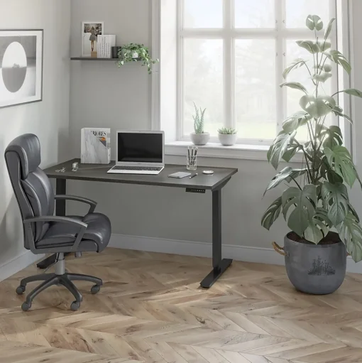 bestar Standing Desks<Universel 60"W Electric Height Adjustable Desk, Deep Grey (65867-32)