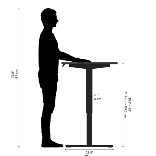 bestar Standing Desks<Universel 60"W Electric Height Adjustable Desk, Deep Grey (65867-32)