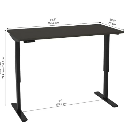 bestar Standing Desks<Universel 60"W Electric Height Adjustable Desk, Deep Grey (65867-32)