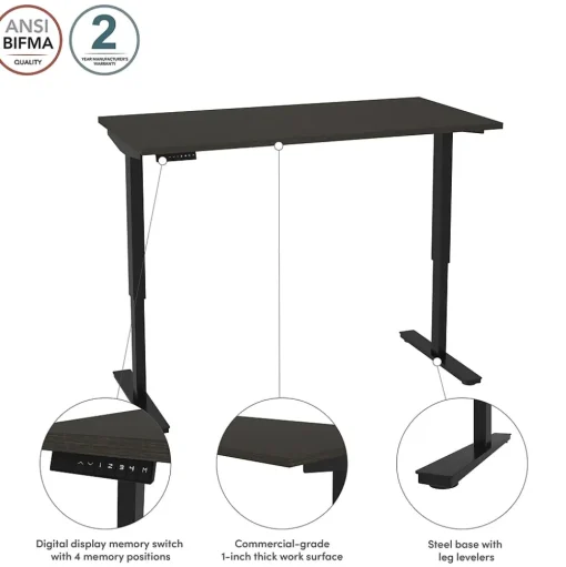 bestar Standing Desks<Universel 60"W Electric Height Adjustable Desk, Deep Grey (65867-32)