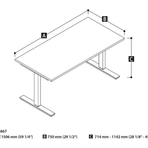 bestar Standing Desks<Universel 60"W Electric Height Adjustable Desk, Antigua (65867-52)