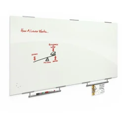 Best-Rite Dry Erase<Visionary Magnetic Glass Dry Erase Whiteboard with Exo Tray System, 47.24" x 94.49", White (83846-2X576)