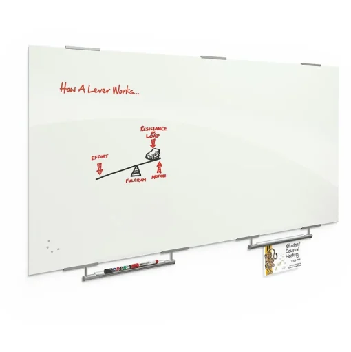 Best-Rite Dry Erase<Visionary Magnetic Glass Dry Erase Whiteboard with Exo Tray System, 47.24" x 94.49", White (83846-2X576)