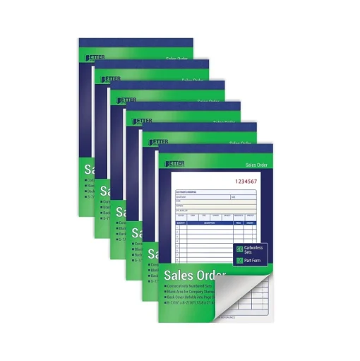 Better Office Business Forms<2-Part Carbonless Sales Order Book, 5.44" x 8.44", 50 Sets/Book, 6 Books/Pack (66106-6PK)