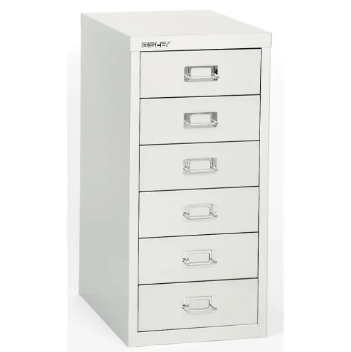 Bisley File Cabinets<® 6 Drawer Steel Desktop Multidrawer Cabinet, White