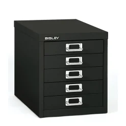 Bisley File Cabinets<® 5-Drawer Steel Desktop Multidrawer Storage Cabinet, Black (MD5-BK)