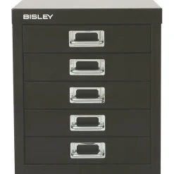 Bisley File Cabinets<® 5-Drawer Steel Desktop Multidrawer Storage Cabinet, Black (MD5-BK)