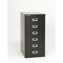 Bisley File Cabinets<® 6-Drawer Steel Vertical File Cabinet, Black, Letter/A4 (MD6-BK)