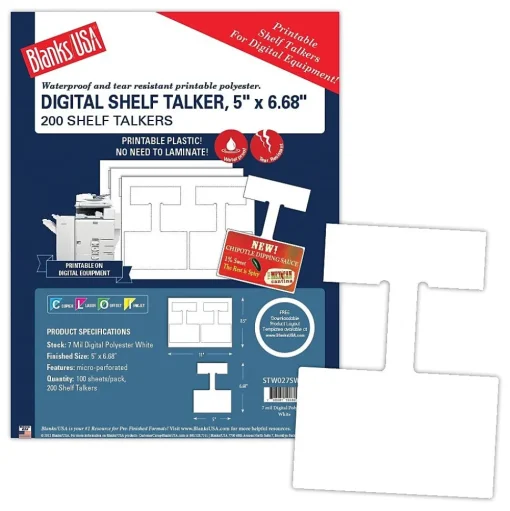 Blanke Business Cards<Blanks/USA® 5" Tall Shelf Talker, White, 200/Pack