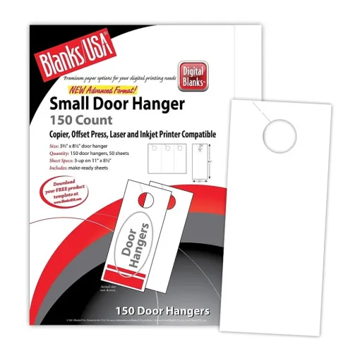 Blanke Business Cards<Blanks/USA® 3.67" x 8 1/2" 90 lbs. Digital Index Cover Door Hanger, White, 50/Pack