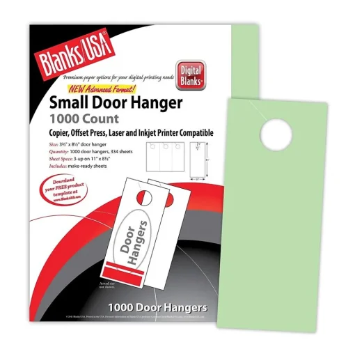 Blanke Business Cards<Blanks/USA® 3.67" x 8 1/2" 67 lbs. Digital Bristol Cover Door Hanger, Green, 334/Pack