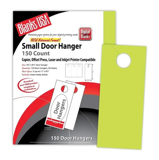 Blanke Business Cards<Blanks/USA® 3.67" x 8 1/2" 65 lbs. Digital Timberline Cover Door Hanger, Spring Green, 50/Pack