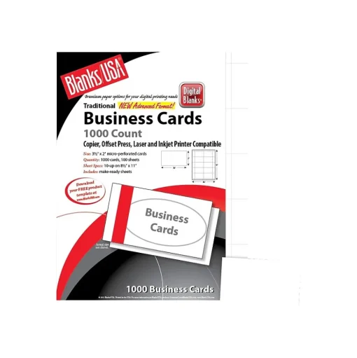 Blanke Business Cards<Blanks/USA Business Cards, 3.5" x 2", Bristol White, 1000/Pack (BCT10B6)