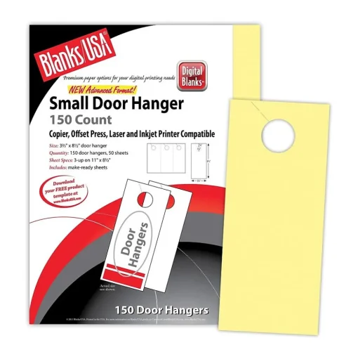 Blanke Business Cards<Blanks/USA® Digital Bristol Cover Door Hanger, 3.67" x 8 1/2", Canary Yellow, 50/Pack