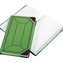 Boorum & Pease Accounting & Record Journals<Record Book, 7 5/8" x 12 1/2", Green/Red, 250 Sheets/Book (67 1/8-500-R)