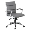 Boss Office Products Office Chairs<BOSS® Caresoft Plus Executive Series Mid Back Executive Chair with Metal Chrome Finish, Grey (B9476-GY)