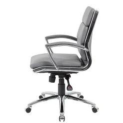 Boss Office Products Office Chairs<BOSS® Caresoft Plus Executive Series Mid Back Executive Chair with Metal Chrome Finish, Grey (B9476-GY)