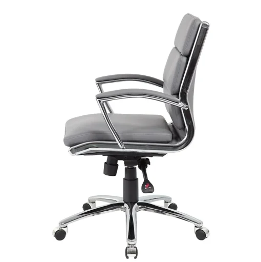 Boss Office Products Office Chairs<BOSS® Caresoft Plus Executive Series Mid Back Executive Chair with Metal Chrome Finish, Grey (B9476-GY)
