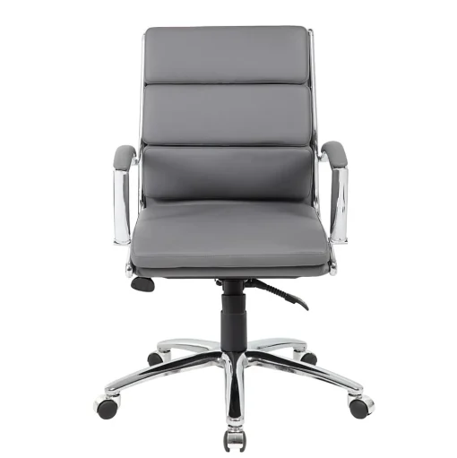 Boss Office Products Office Chairs<BOSS® Caresoft Plus Executive Series Mid Back Executive Chair with Metal Chrome Finish, Grey (B9476-GY)