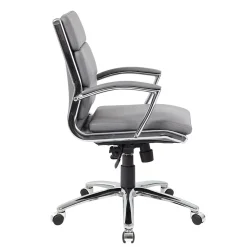 Boss Office Products Office Chairs<BOSS® Caresoft Plus Executive Series Mid Back Executive Chair with Metal Chrome Finish, Grey (B9476-GY)