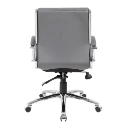 Boss Office Products Office Chairs<BOSS® Caresoft Plus Executive Series Mid Back Executive Chair with Metal Chrome Finish, Grey (B9476-GY)