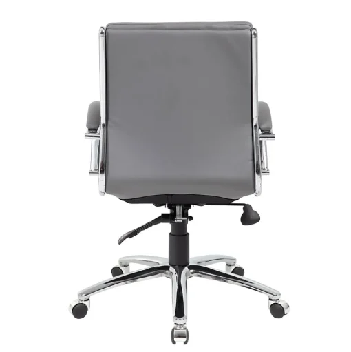 Boss Office Products Office Chairs<BOSS® Caresoft Plus Executive Series Mid Back Executive Chair with Metal Chrome Finish, Grey (B9476-GY)