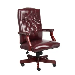 Boss Office Products Office Chairs<Boss Classic Vinyl Executive Oxblood Chair, Burgundy/Mahogany Finish Frame (B905-BY)