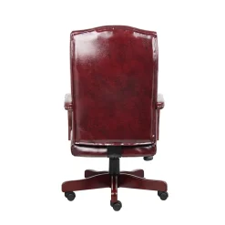 Boss Office Products Office Chairs<Boss Classic Vinyl Executive Oxblood Chair, Burgundy/Mahogany Finish Frame (B905-BY)
