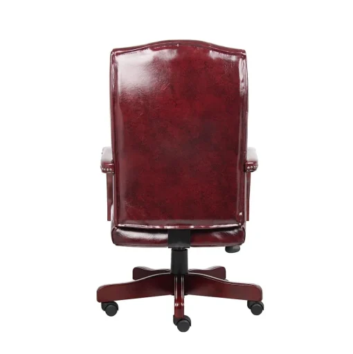 Boss Office Products Office Chairs<Boss Classic Vinyl Executive Oxblood Chair, Burgundy/Mahogany Finish Frame (B905-BY)