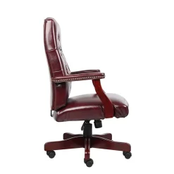 Boss Office Products Office Chairs<Boss Classic Vinyl Executive Oxblood Chair, Burgundy/Mahogany Finish Frame (B905-BY)