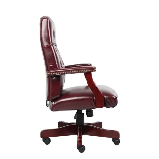 Boss Office Products Office Chairs<Boss Classic Vinyl Executive Oxblood Chair, Burgundy/Mahogany Finish Frame (B905-BY)