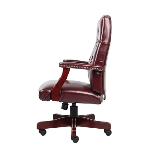 Boss Office Products Office Chairs<Boss Classic Vinyl Executive Oxblood Chair, Burgundy/Mahogany Finish Frame (B905-BY)