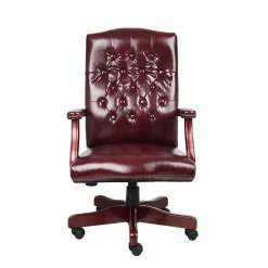 Boss Office Products Office Chairs<Boss Classic Vinyl Executive Oxblood Chair, Burgundy/Mahogany Finish Frame (B905-BY)