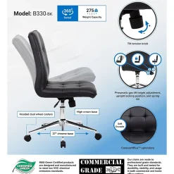 Boss Office Products Office Chairs<Boss Millennial Modern Faux Leather Computer and Desk Chair, Black (B330-BK)
