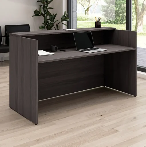 Bush Business Furniture Office Desks<Arrive 72"W Reception Desk with Shelf, (AVD172SGK)
