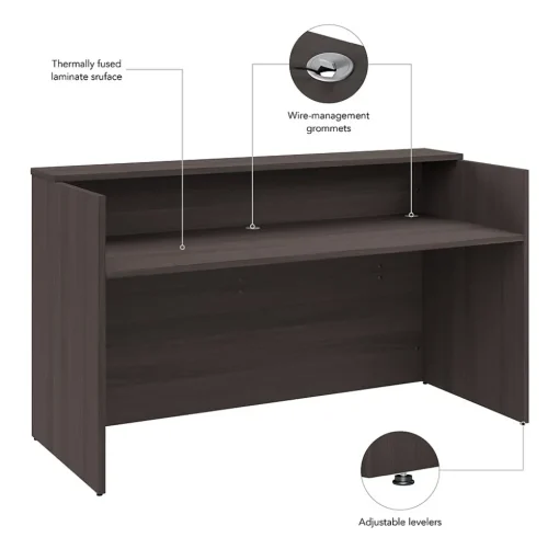 Bush Business Furniture Office Desks<Arrive 72"W Reception Desk with Shelf, (AVD172SGK)