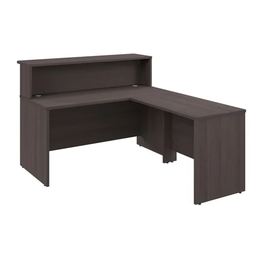 Bush Business Furniture L-Desks<Arrive 60"W L Shaped Reception Desk with Shelf, (ARV003SG)