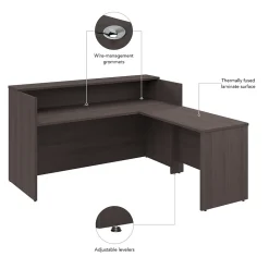 Bush Business Furniture L-Desks<Arrive 72"W L Shaped Reception Desk with Shelf, (ARV006SG)