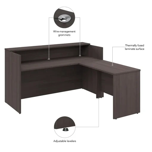 Bush Business Furniture L-Desks<Arrive 72"W L Shaped Reception Desk with Shelf, (ARV006SG)