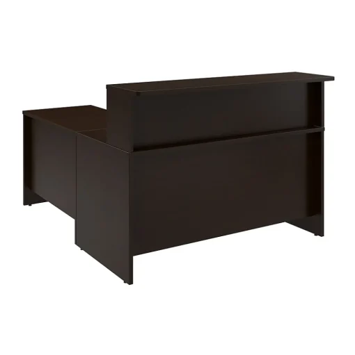 Bush Business Furniture L-Desks<Arrive 60"W L Shaped Reception Desk with Shelf, (ARV003MR)