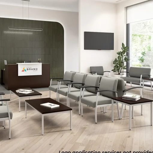Bush Business Furniture L-Desks<Arrive 60"W L Shaped Reception Desk with Shelf, (ARV003MR)