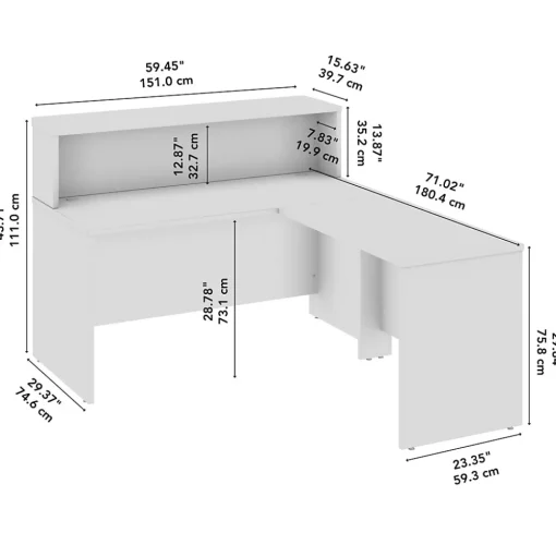 Bush Business Furniture L-Desks<Arrive 60"W L Shaped Reception Desk with Shelf, (ARV003MR)