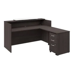 Bush Business Furniture L-Desks<Arrive 72"W L Shaped Reception Desk with Counter and Mobile File Cabinet, (ARV010SG)
