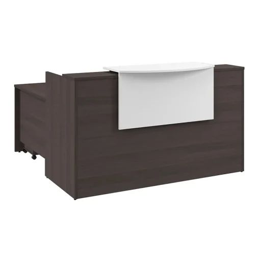 Bush Business Furniture L-Desks<Arrive 72"W L Shaped Reception Desk with Counter and Mobile File Cabinet, (ARV010SG)