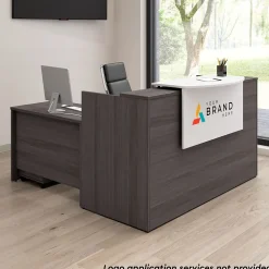 Bush Business Furniture L-Desks<Arrive 72"W L Shaped Reception Desk with Counter and Mobile File Cabinet, (ARV010SG)