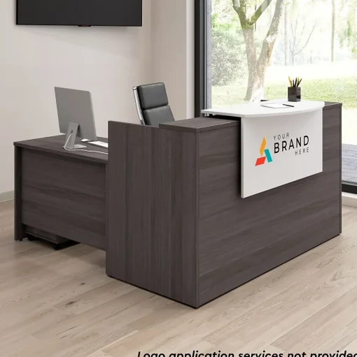 Bush Business Furniture L-Desks<Arrive 72"W L Shaped Reception Desk with Counter and Mobile File Cabinet, (ARV010SG)