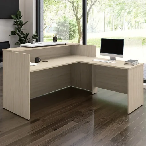 Bush Business Furniture L-Desks<Arrive 72"W L Shaped Reception Desk with Counter, (ARV009NE)