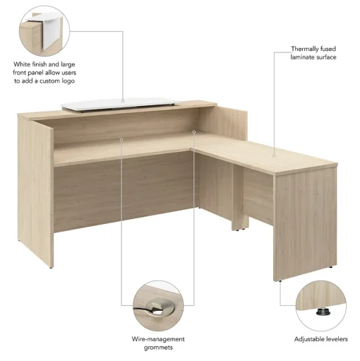 Bush Business Furniture L-Desks<Arrive 72"W L Shaped Reception Desk with Counter, (ARV009NE)
