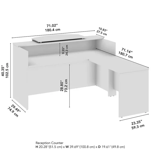 Bush Business Furniture L-Desks<Arrive 72"W L Shaped Reception Desk with Counter, (ARV009NE)