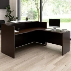 Bush Business Furniture L-Desks<Arrive 72"W L Shaped Reception Desk with Counter, (ARV009MR)
